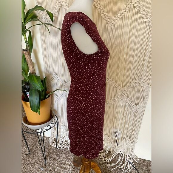LOFT Ann Taylor Petites Women’s Red Flexible Dandelion Print Dress Size SP - Picture 4 of 9